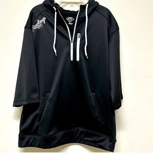 Rawlings 1/4 Zip Hooded Pullover Baseball Jacket with 3/4 sleeves size L